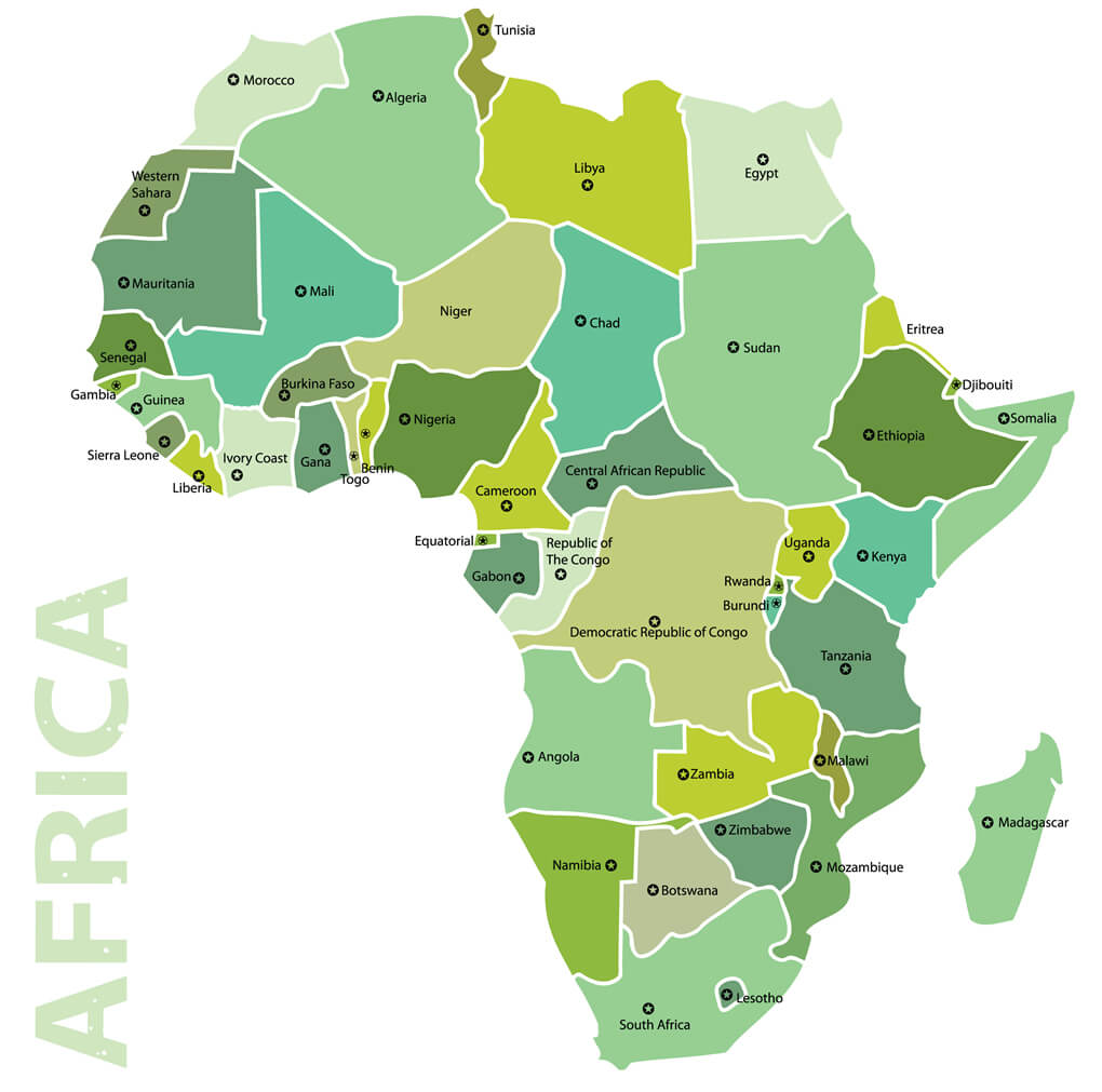 Ülke sınır ile Afrika vektör harita